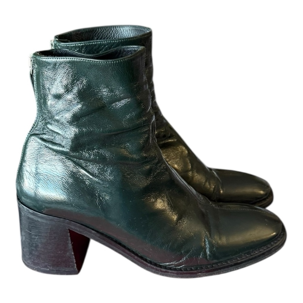 Miista Cybil Patent Leather Forrest Green Ankle Boots